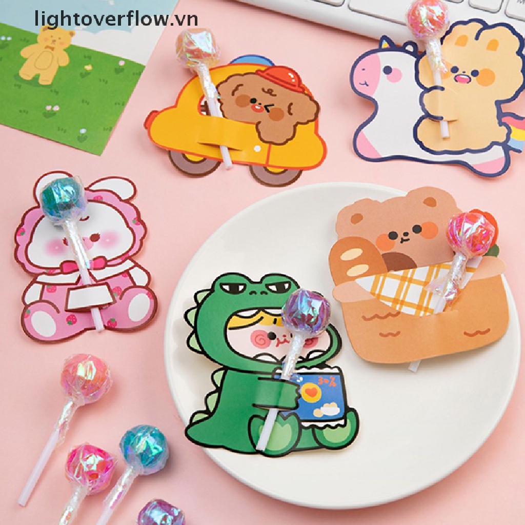 Set 10 Tấm Thẻ Kẹo Mút Hình Động Vật Dễ Thương Trang Trí Tiệc Cho Bé DIY