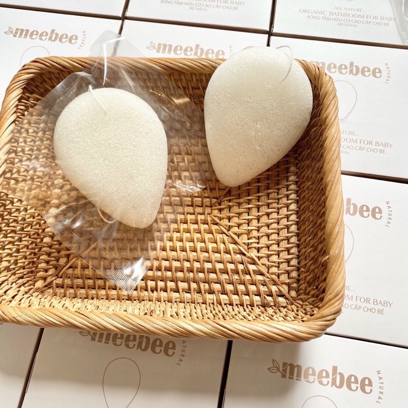 Bông tắm hữu cơ organic Meebee cho bé từ sơ sinh cực an toàn cho bé