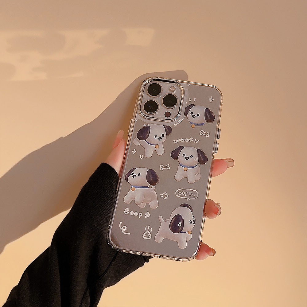 Ốp Điện Thoại Tráng Gương Mạ Điện Hình Cún Con 3d Bảo Vệ Ống Kính Máy Ảnh Cho iphone13 / 14pro max 12 11 / 3d 14