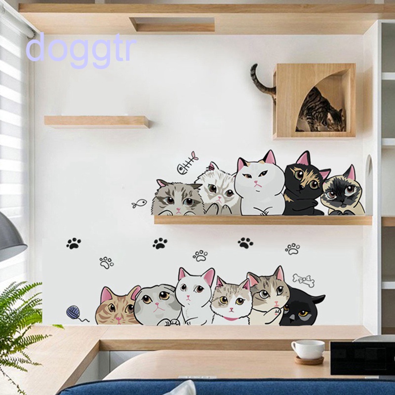Sticker Dán Tường Hình Mèo Dễ Thương Thời Trang Năm 2023
