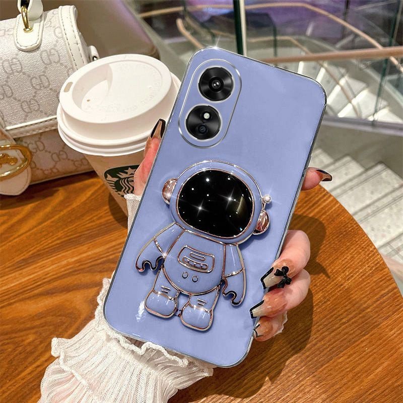 Ốp Điện Thoại TPU Mềm Mạ Viền Vuông Có Giá Đỡ Hình Phi Hành Gia Cho Realme C55 C30S GT NEO 3 10 Pro Plus Pro + 4G 5G