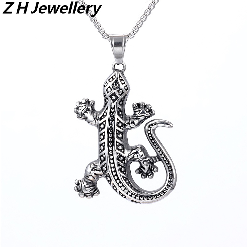 Vòng cổ Thép Titan Không Gỉ Mặt Hình Thằn Lằn Phong Cách Hip Hop Thời Trang Cho Nam Và Nữ