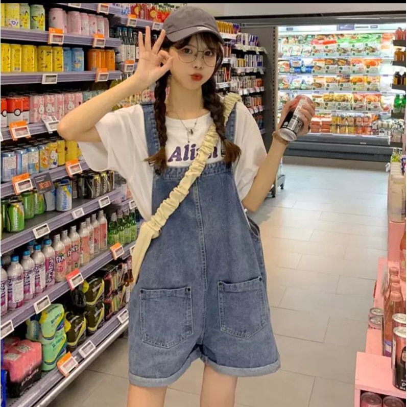 Quần yếm jeans bò ngắn nữ kiểu dáng trẻ trung thanh lịch phong cách Hàn Quốc CV03 KoKo