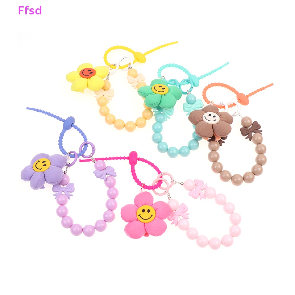 {Ffsd} Dây Đeo Điện Thoại Chuỗi Hạt Màu Kẹo Ngọt Hình Hoa Hướng Dương Cười Mặt Cười
