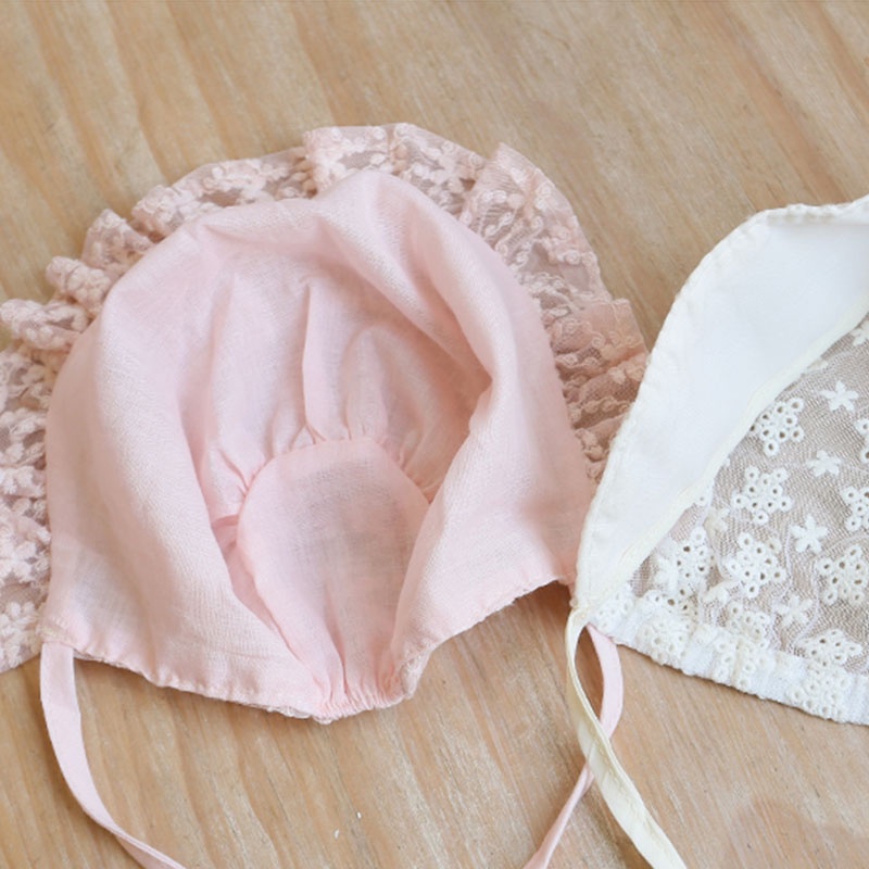 Mũ Trùm Đầu Bằng Cotton Phối Ren Lưới Mềm Mại Thoáng Khí In Họa Tiết Hoa Ngọt Ngào Thời Trang Mùa Hè