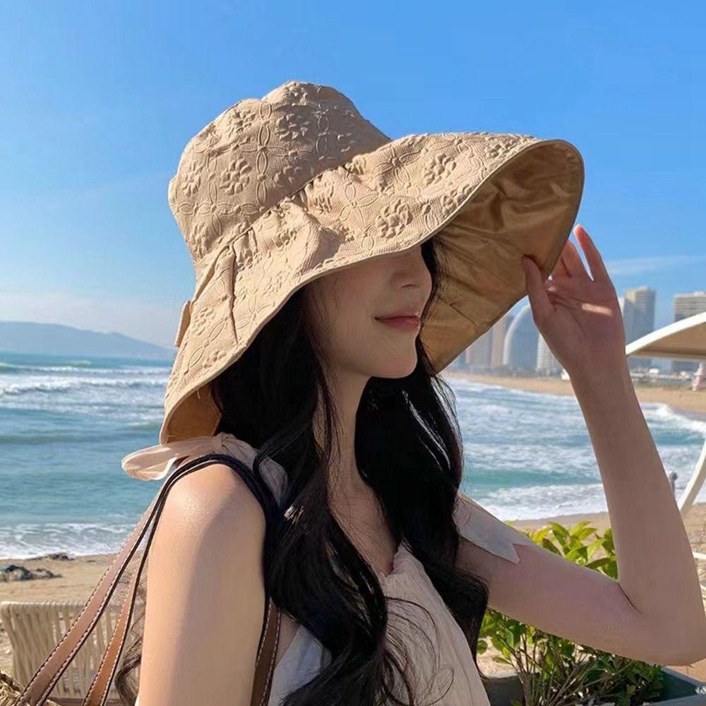 Mũ Bucket Chống Nắng Vành Rộng Chống Tia UV Phong Cách Pháp Ngọt Ngào Cho Nữ