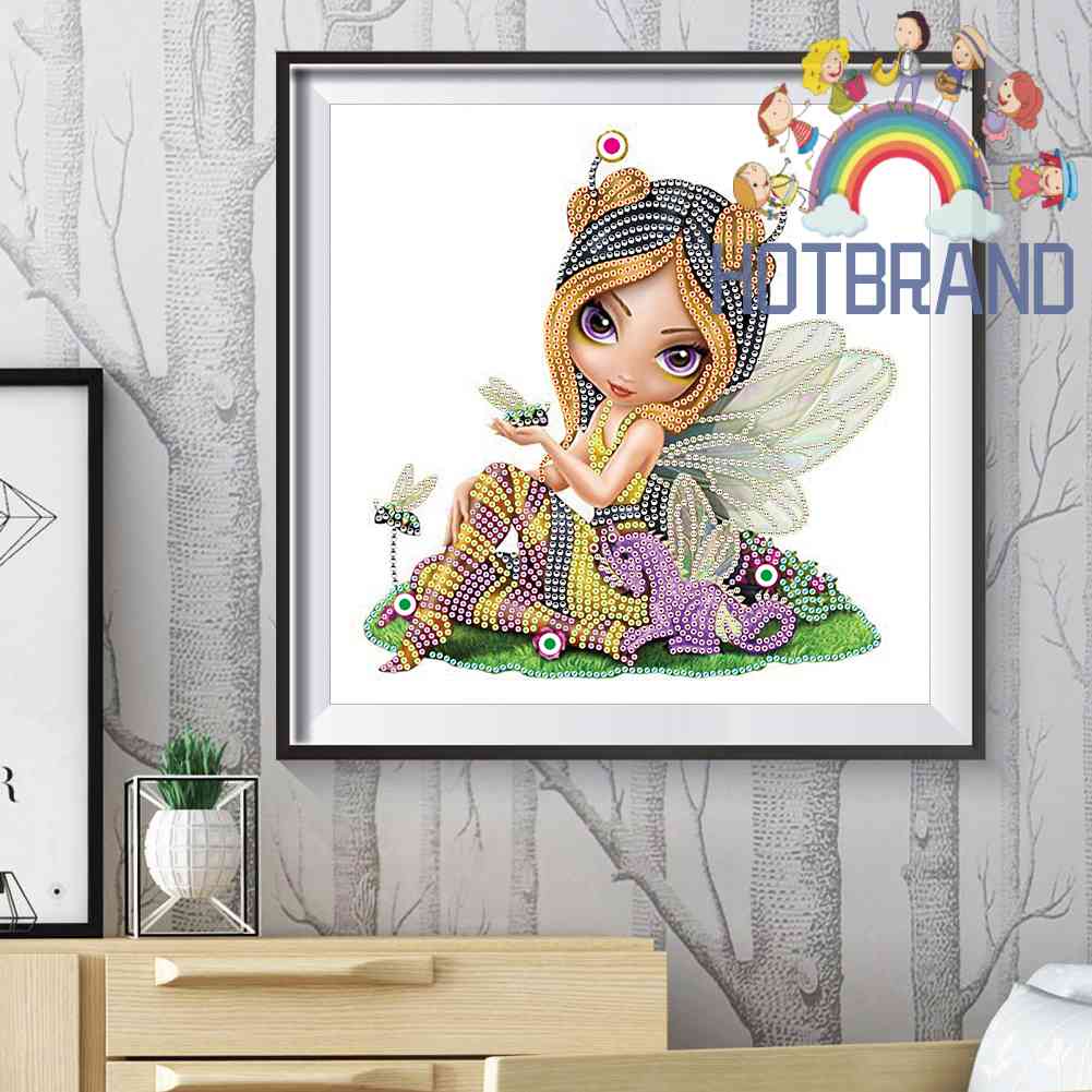 Bộ Tranh Đính Đá 5D DIY Họa Tiết Búp Bê Mắt To Để Trang Trí Nhà