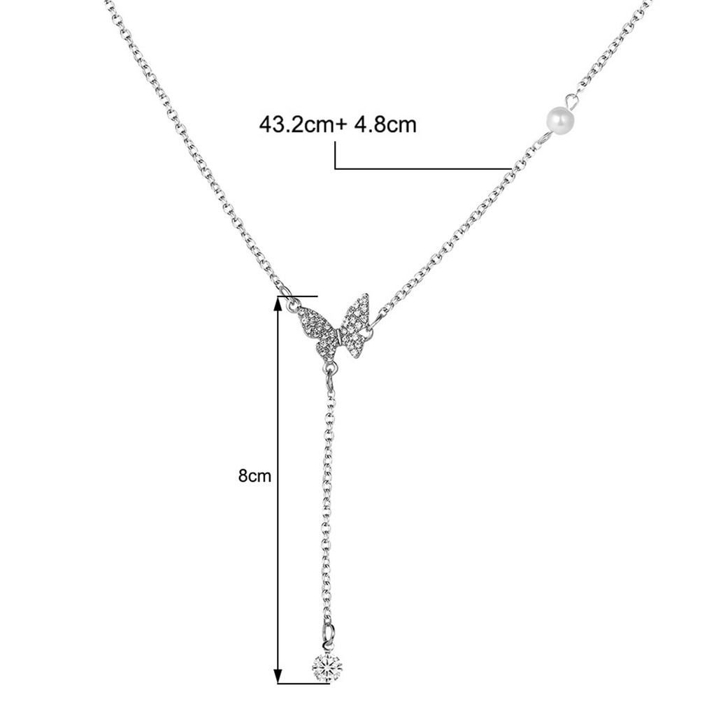 Vòng cổ Dài Mặt Hình Bướm Đính Ngọc Trai Nhân Tạo Sang Trọng