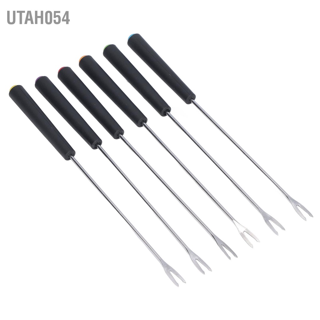 Utah054 Bộ 6 Nĩa Fondue Dài Bằng Thép Không Gỉ Chống Ăn Mòn Cho Bánh Sô Cô La Trái Cây Phô Mai