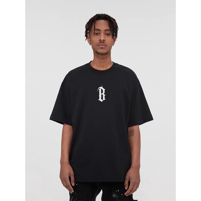 Áo Thun BON-ELE-SS8-Basic font Da Lộn Tay Ngắn In LOGO Phong Cách Đường Phố Mỹ Cho Nam Và Nữ