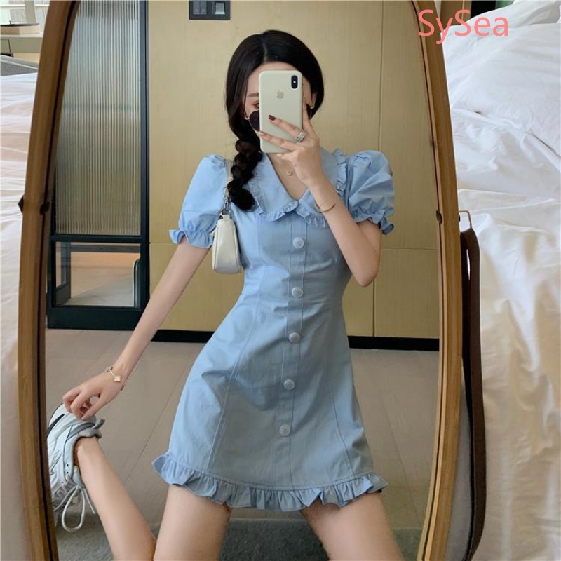 Đầm Tay Phồng Cổ Búp Bê Thời Trang Mùa Hè Pháp Cho Nữ