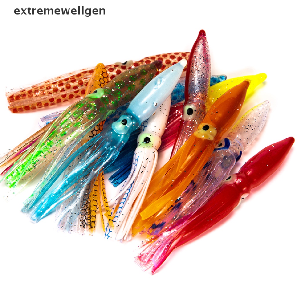 Bộ 10 Mồi Câu Cá Giả Hình Con Mực Mềm 8cm