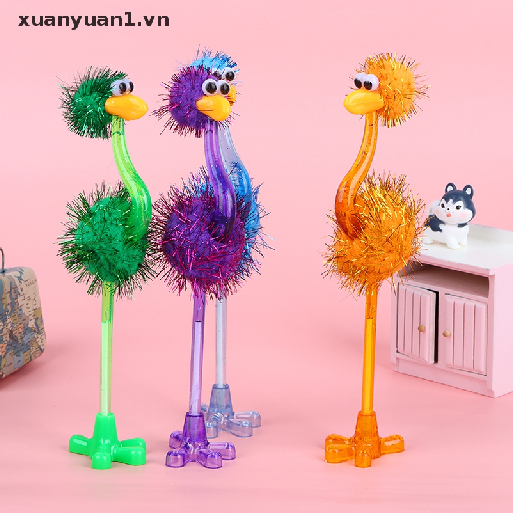 Bút Bi Hình Đà Điểu Đính Lông Vũ Xinh Xắn