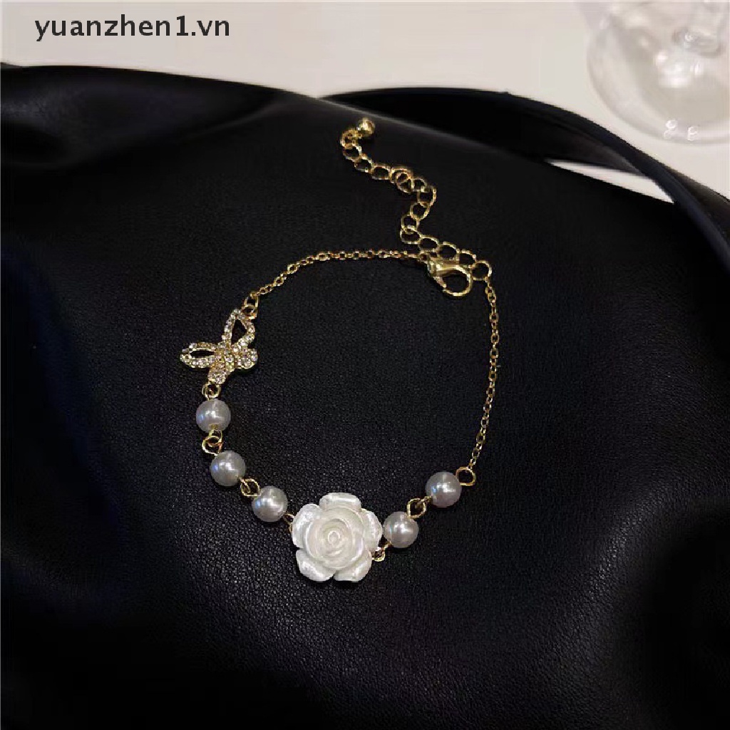 Vòng Đeo Tay Chuỗi Hạt Ngọc Trai / Hoa Hồng / Bướm Có Thể Điều Chỉnh Cho Nữ