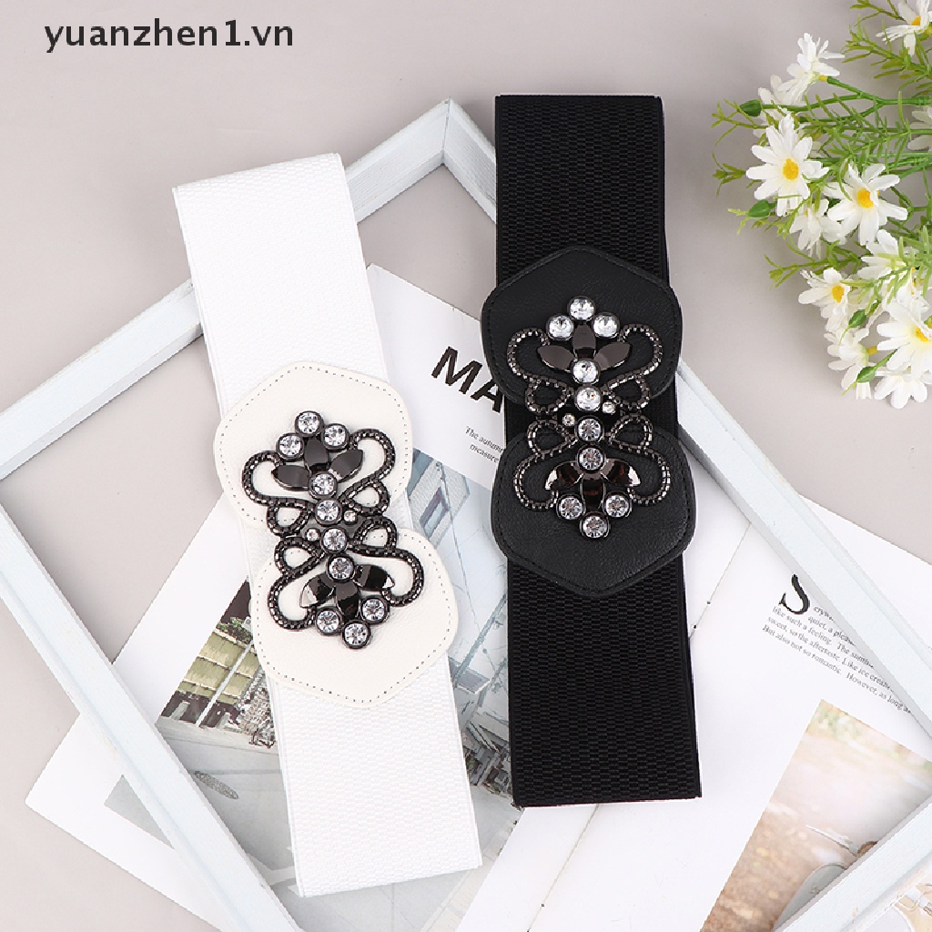 Thắt Lưng Bản Rộng Co Giãn Màu Trắng Đen Thanh Lịch Cho Nữ