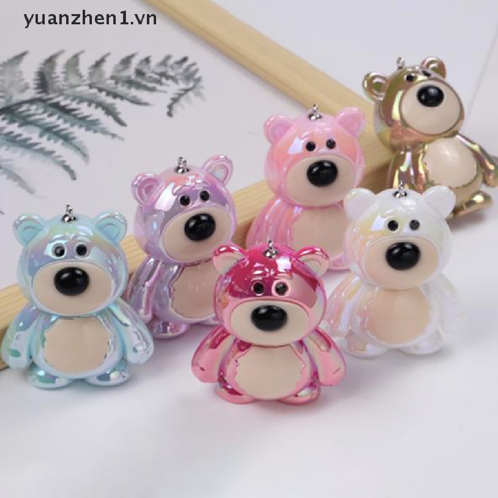 1 Móc Khóa Hình Gấu / Dâu Tây Màu Macaron Dễ Thương