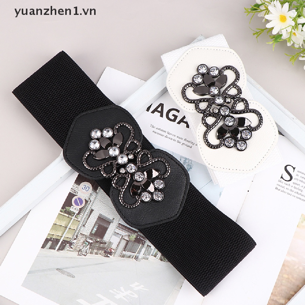 Thắt Lưng Bản Rộng Co Giãn Màu Trắng Đen Thanh Lịch Cho Nữ