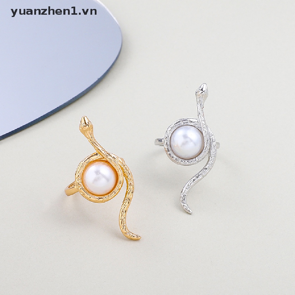 Nhẫn Hở Hình Rắn Đính Ngọc Trai Nhân Tạo Thời Trang Cho Nữ