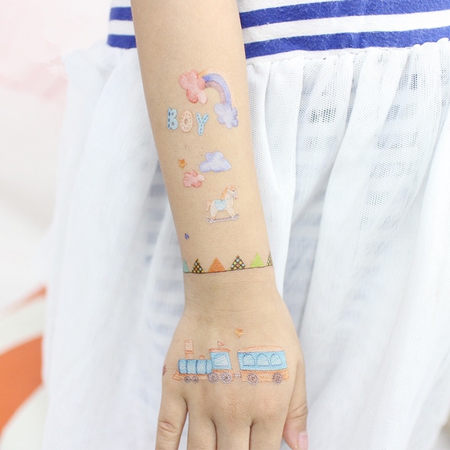 Miếng Dán Hình Xăm Tạm Thời Họa Tiết Hoạt Hình Dễ Thương Cho Trẻ Em