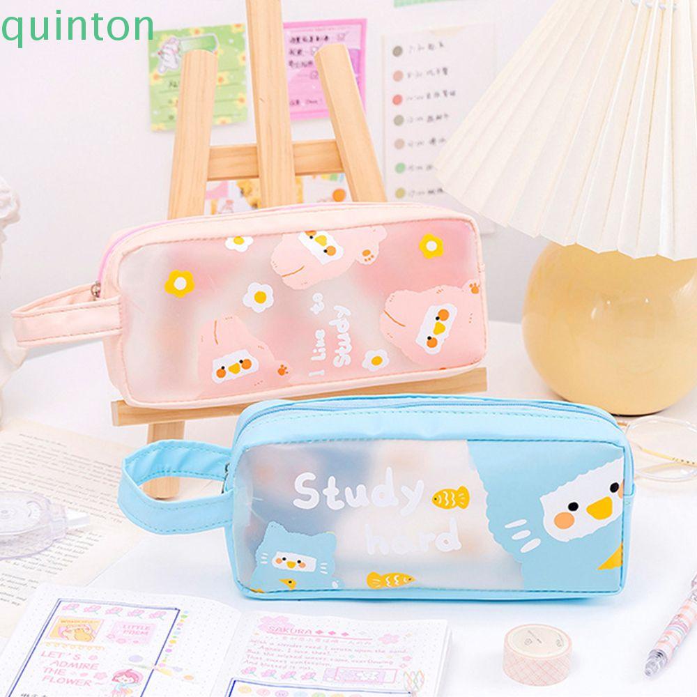 Túi Đựng Bút Trong Suốt Sức Chứa Lớn Họa Tiết QUINTON Kawaii