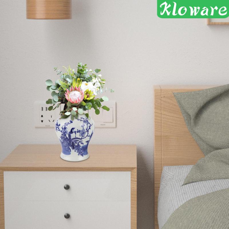 Hũ Gốm Đựng Gừng Màu Trắng Xanh Tiện Dụng