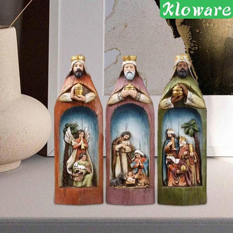 Bộ Tượng Phong Cảnh Giáng Sinh Tự Nhiên Dùng Trang Trí Lễ Tạ Ơn