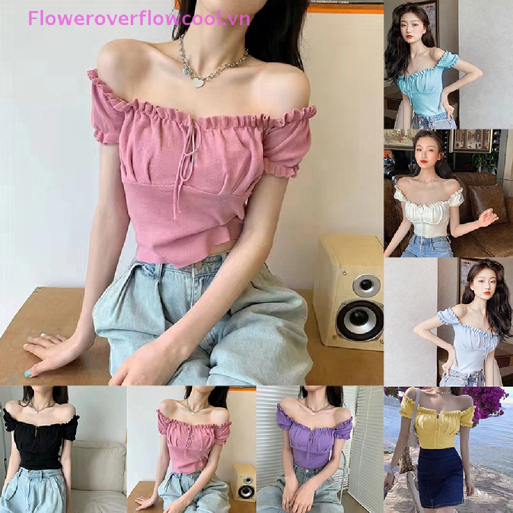 Áo Thun Tay Ngắn Phồng Y2k Màu Trơn Phong Cách Harajuku Đường Phố Thời Trang Mùa Hè Cho Nữ