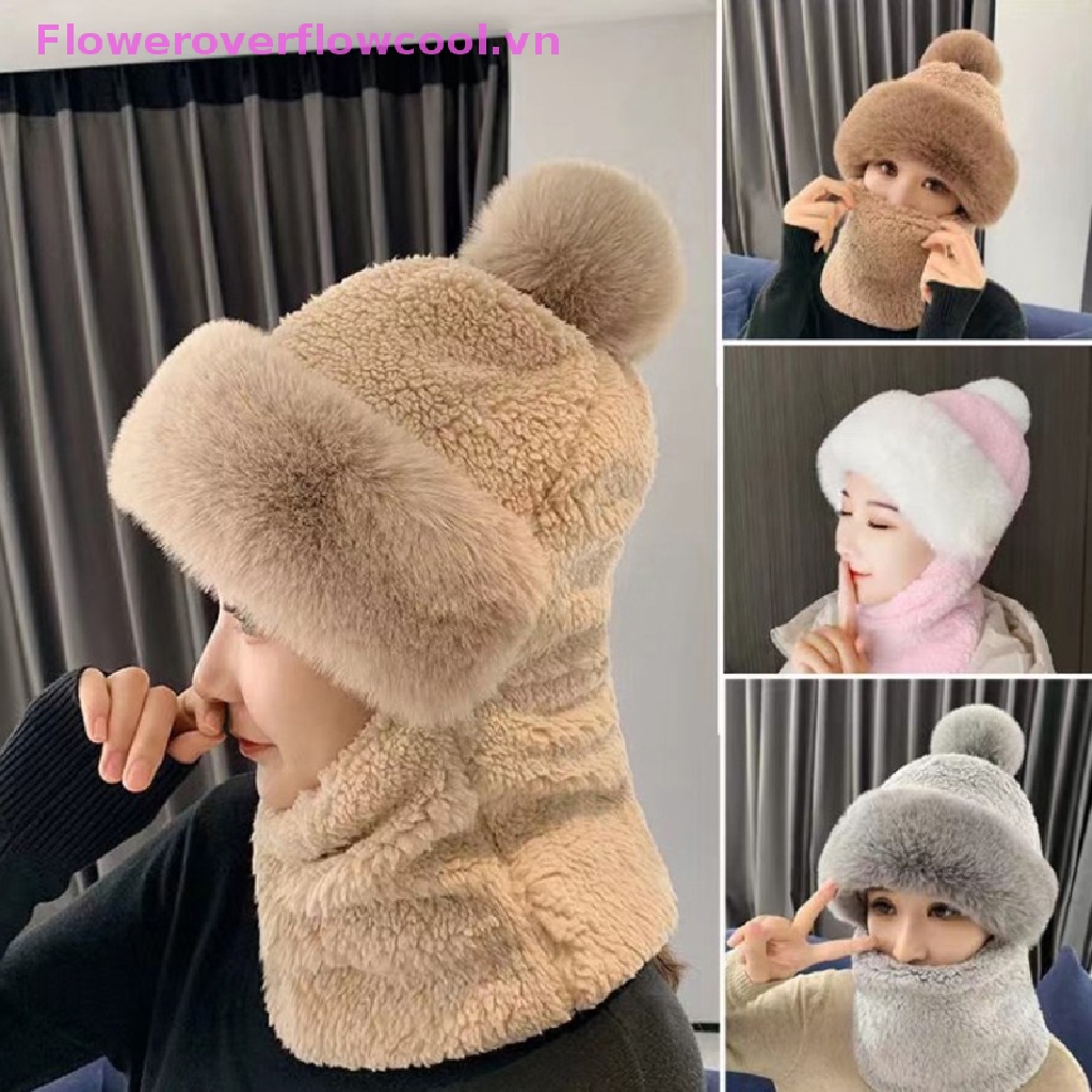 Fofc Set Mũ Len Dệt Kim Kèm Khăn Choàng Cổ Giữ Ấm Mùa Đông Cho Nữ