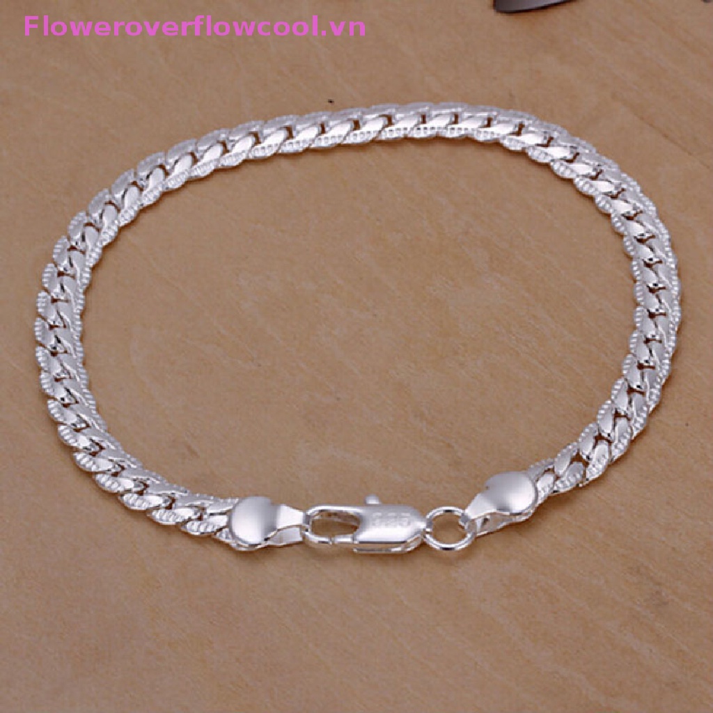 Vòng Tay Dạng Xích Rắn Mạ Bạc Rộng 5Mm Thời Trang Cho Nam