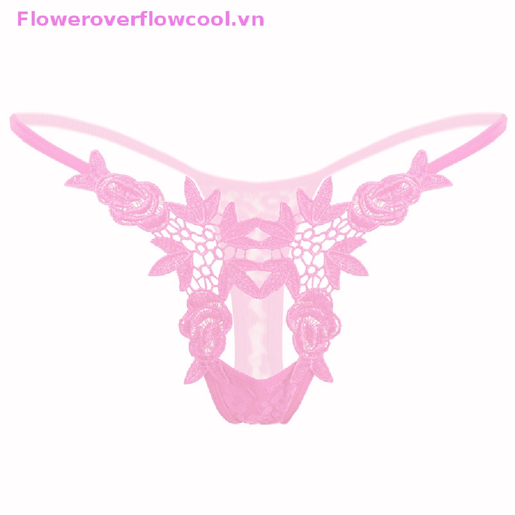 Quần Lót Lọt Khe Phối Ren Hoa Trong Suốt Quyến Rũ Cho Nữ