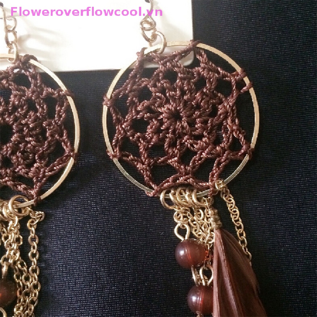 Đôi Khuyên Tai Dream Catcher Dáng Dài Phong Cách Bohemia Cho Nữ