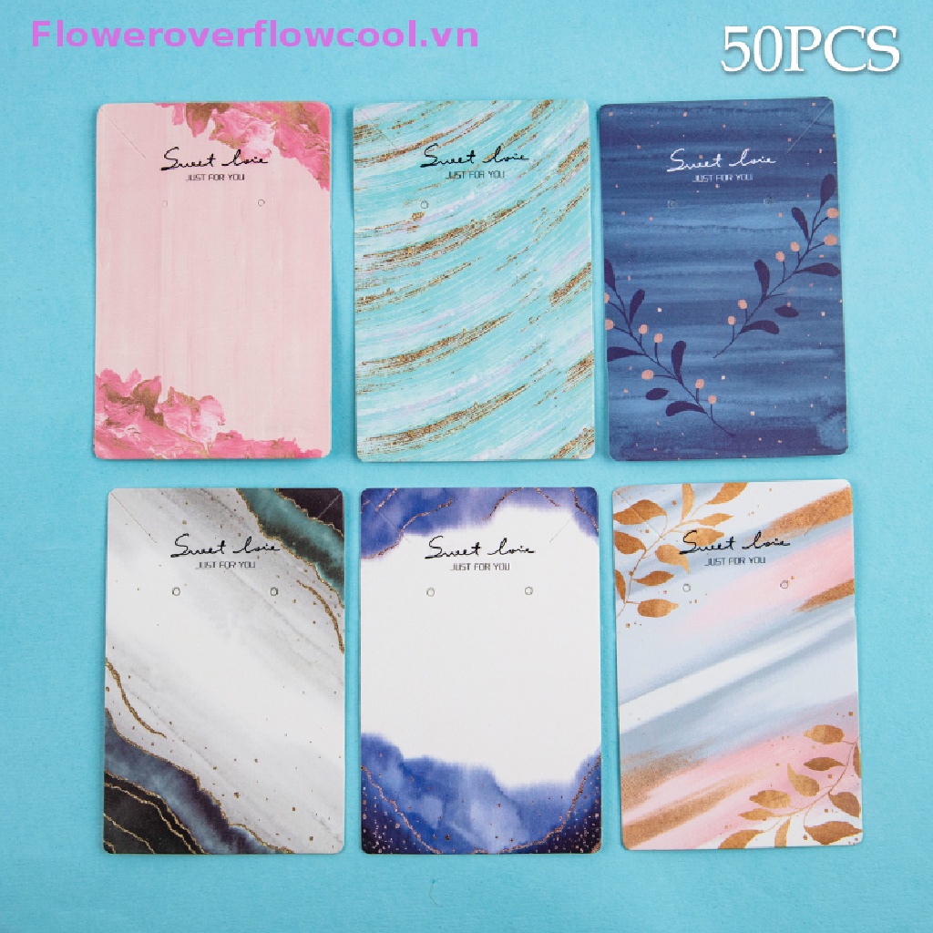 Set 50 Thẻ Trưng Bày Trang Sức Vòng Cổ / Bông Tai Bằng Giấy FOFC