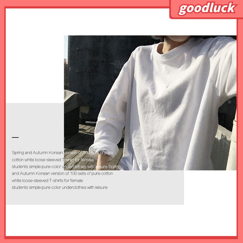 Áo Thun Tay Dài Cổ Tròn Dáng Rộng Xẻ Tà Màu Sắc Đơn Giản Dành Cho Nữ