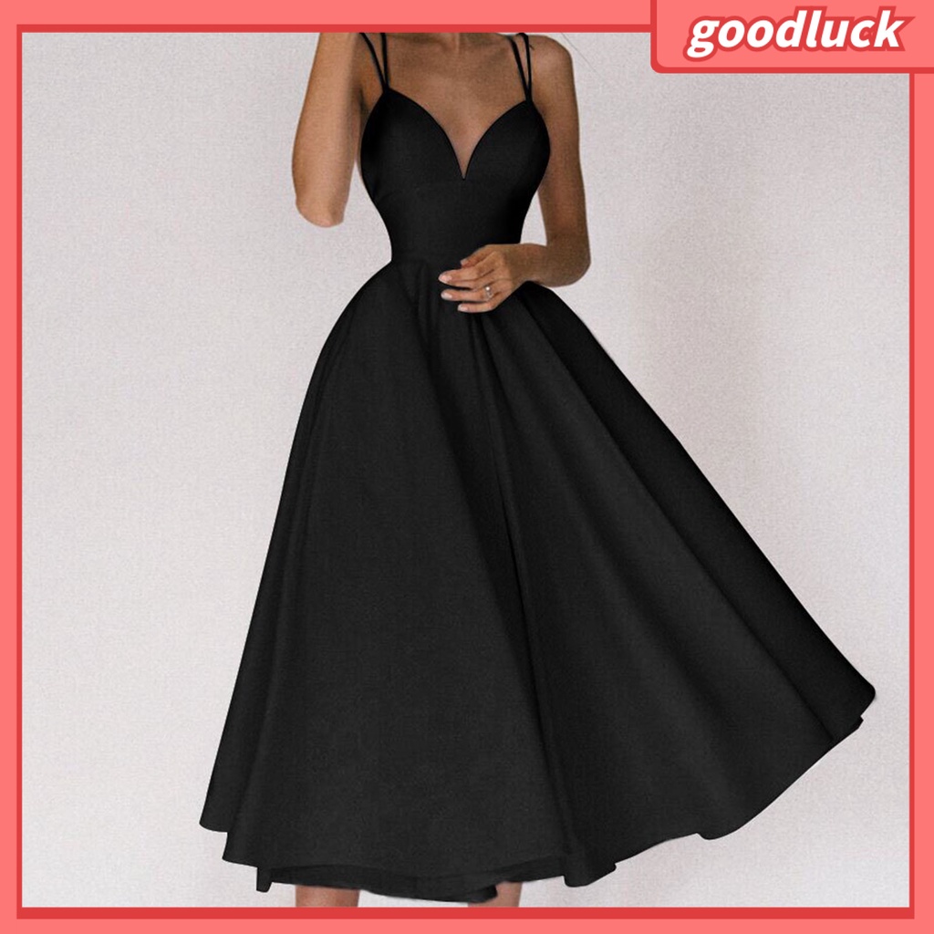 [GUC] Đầm Dạ Hội Ôm Eo Màu Trơn Có Dây Kéo Sau Lưng Dễ Phối Đồ Viền Lớn Cho Nữ