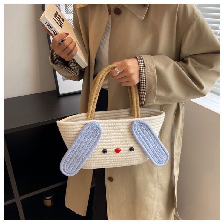 Túi Tote Cotton Dệt Hình Chú Chó Dễ Thương Phong Cách Hàn Quốc