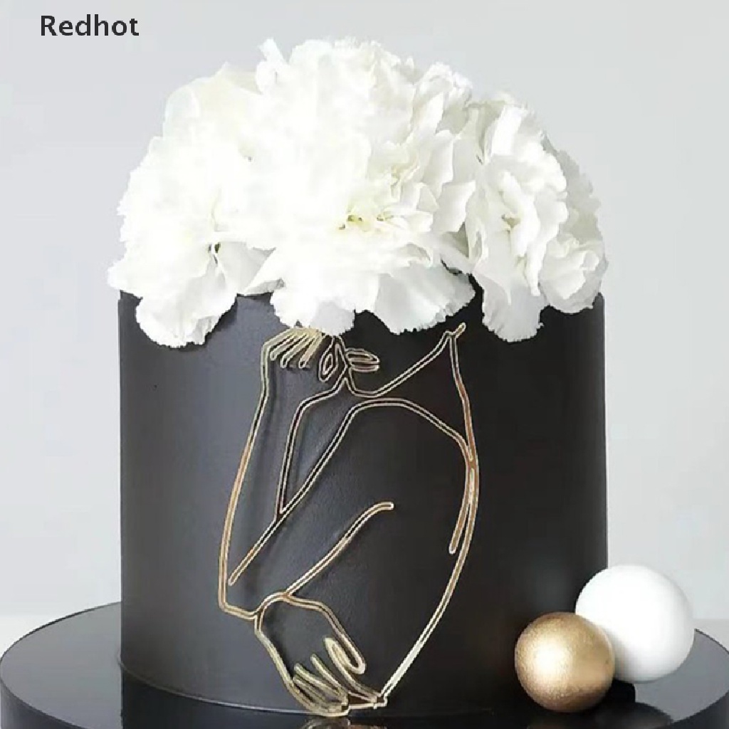 &lt; Redhot &gt; Que Cắm Trang Trí Bánh Kem Acrylic Họa Tiết Đường Kẻ Trừu Tượng Đơn Giản Cho Tiệc Cướ