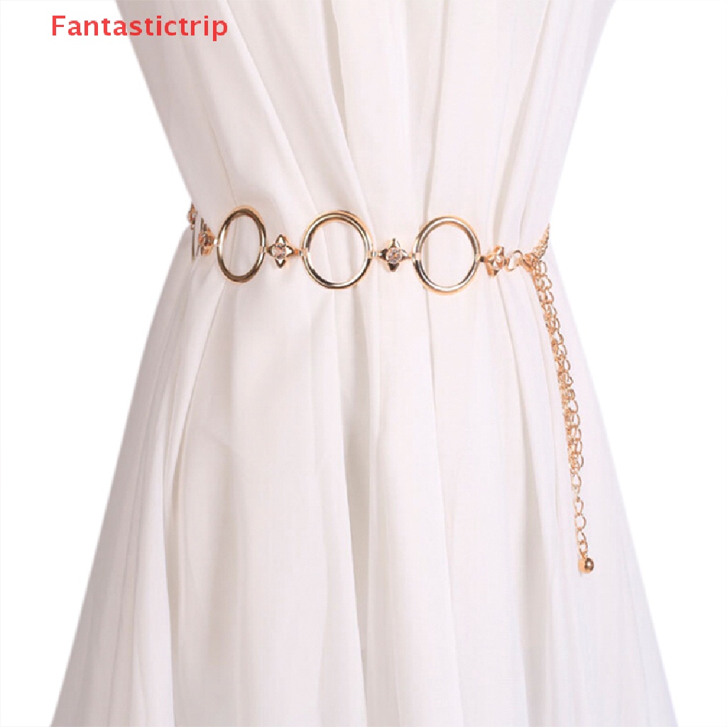 Thắt Lưng Dây Xích Bằng Kim Loại Màu Vàng Thời Trang Cho Nữ