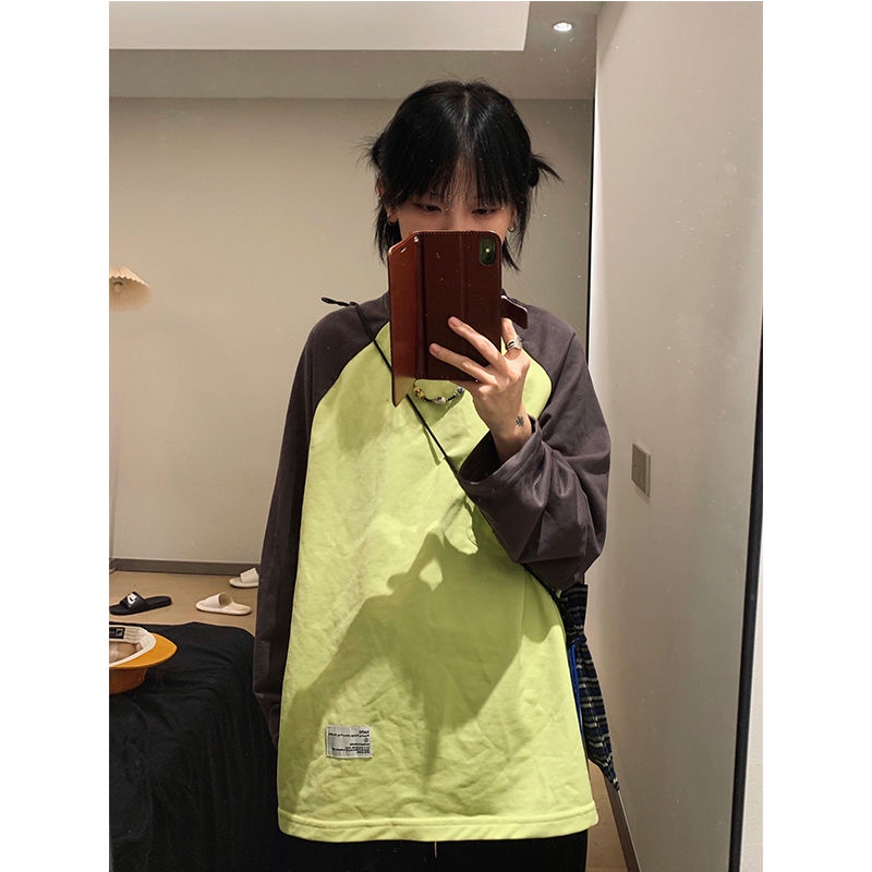 Áo Thun Cotton Tay Dài Cổ Tròn Dáng Rộng Thời Trang Dành Cho Nữ