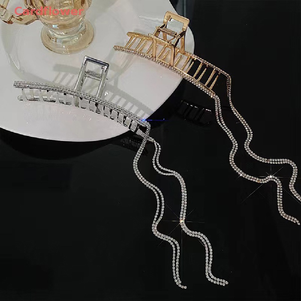 Kẹp Tóc Kim Loại Dài Đính Đá Lấp Lánh Thời Trang Cho Nữ