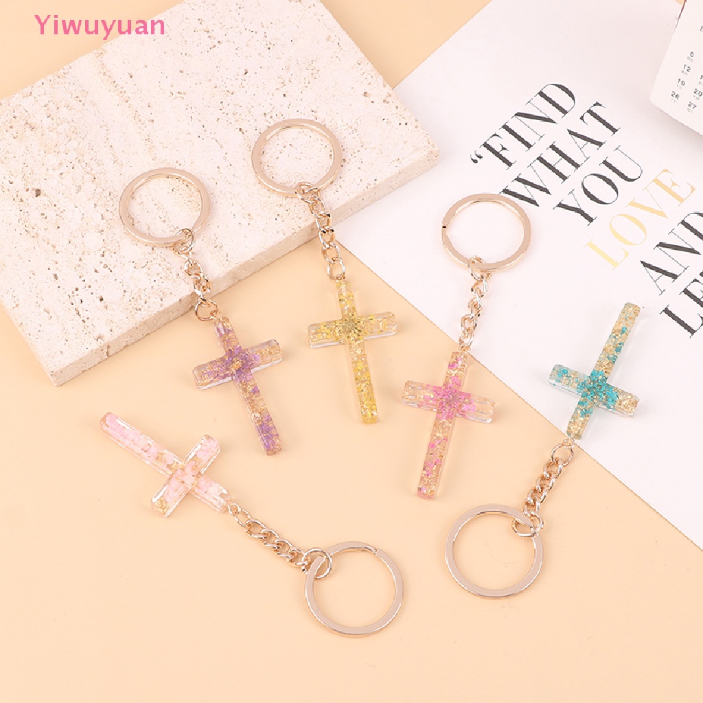 &lt; Yiwuyuan &gt; Móc Chìa Khóa Bằng Nhựa Resin Lấp Lánh Hình Thánh Giá Chúa Jesus Christian Mới