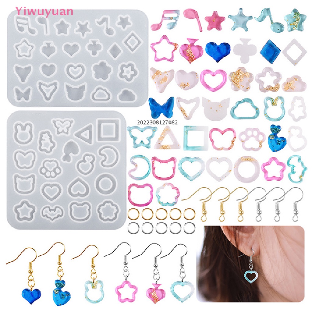 < Yiwuyuan > Khuôn Silicon Làm Mặt Dây Chuyền / Bông Tai DIY Hình Mặt Trăng / Ngôi Sao / Đầu Thỏ / Lắc Đầu