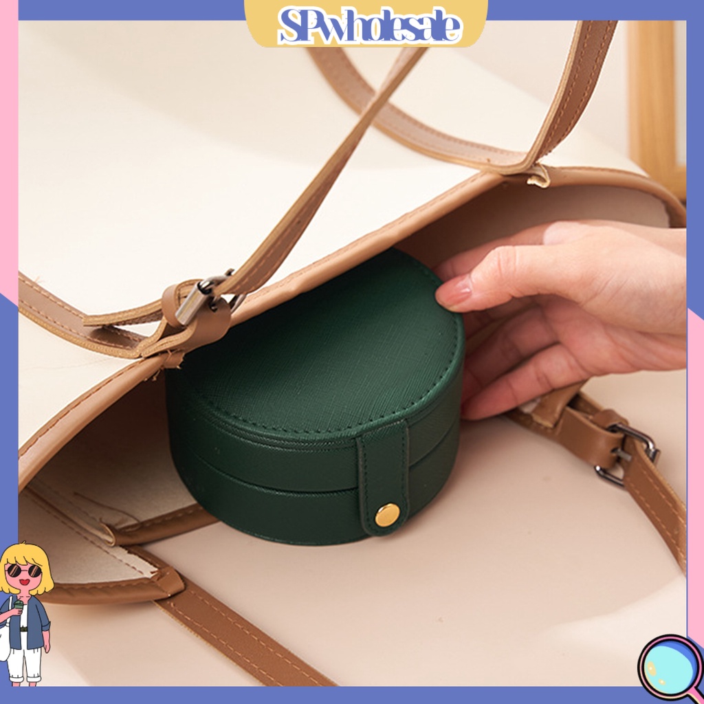 &lt;SPwholesale&gt; Hộp Đựng Trang Sức Giả Da Tiết Kiệm Không Gian Tháo Rời Được Phong Cách Vintage Tiện Lợi Cho Nữ