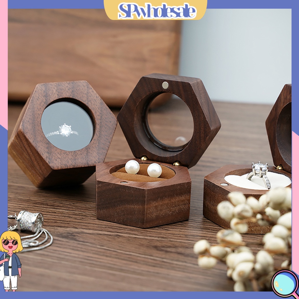 &lt;SPwholesale&gt; Hộp Đựng Nhẫn Hình Lục Giác Màu Trơn Trong Suốt Chống Oxy Hóa