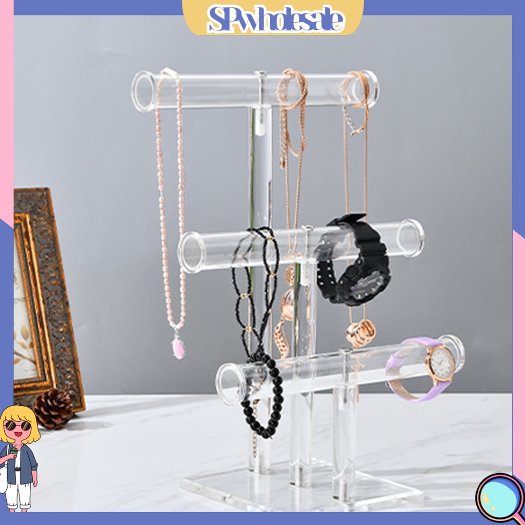 <SPwholesale> Giá Đỡ Trưng Bày Trang Sức / Đồng Hồ / Băng Đô Chữ T Bằng Acrylic Ổn Định Tiết Kiệm Không Gian