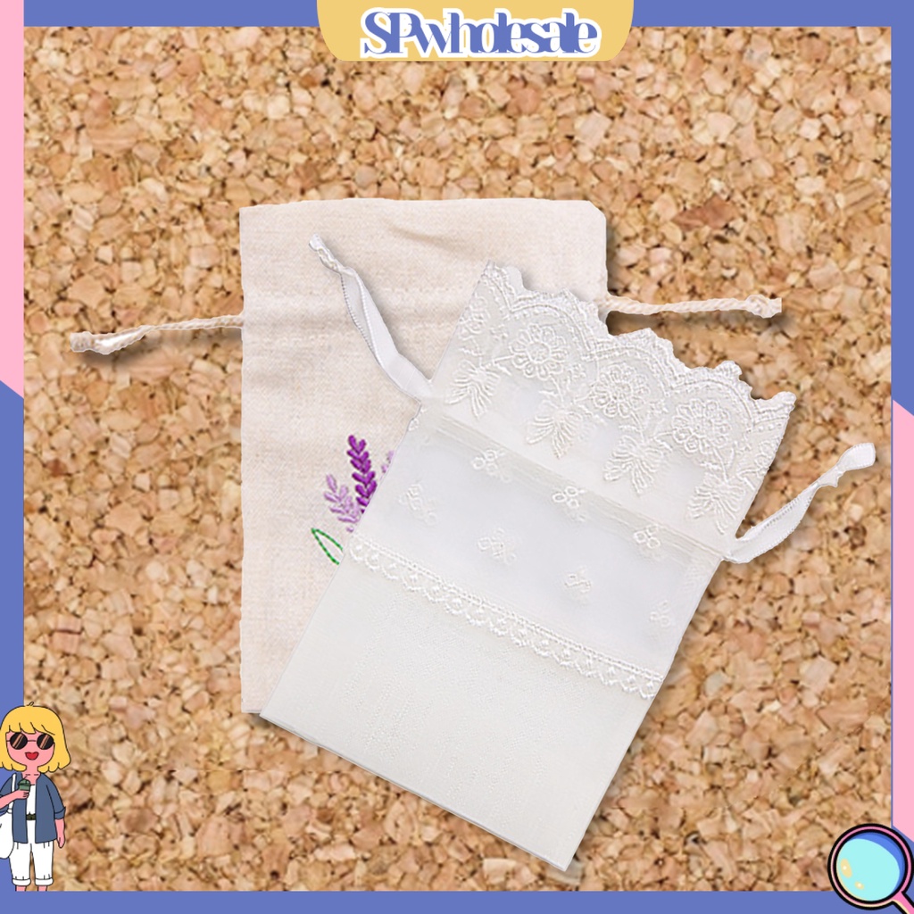 &lt;SPwholesale&gt; 10 Túi Dây Rút Bằng Vải Canvas In Hoa Bản Rộng Nhiều Phong Cách Để Đựng Trang Sức Kẹo