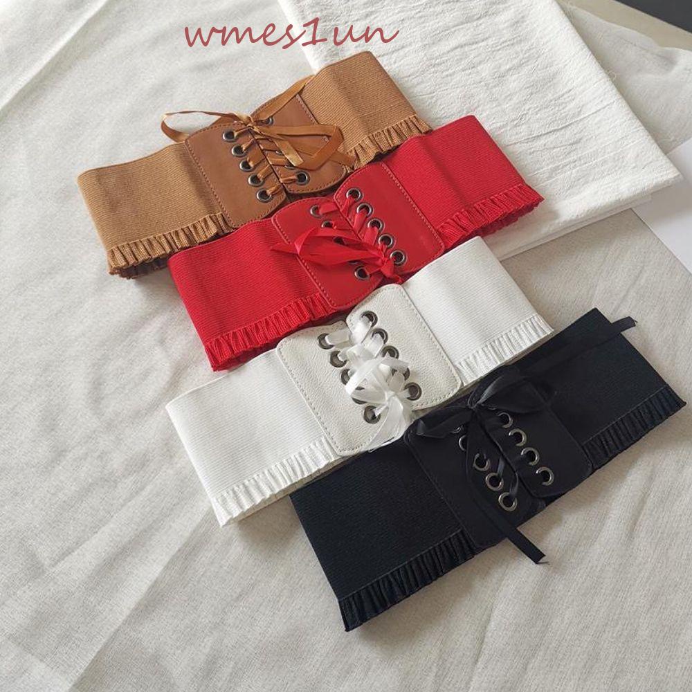 Thắt Lưng Da PU Co Giãn Màu Trơn WMES15H Thời Trang Cho Nữ