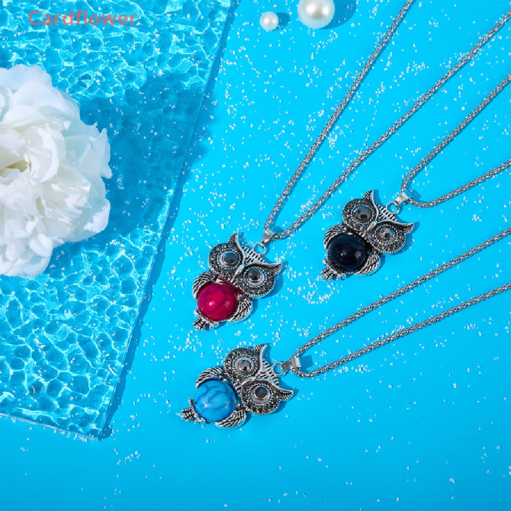 Bộ Trang Sức Gồm Vòng cổ / Bông Tai / Vòng Tay / Vòng cổ Hình Cú Mèo Đính Đá Ngọc Lam Phong Cách Vintage Mới