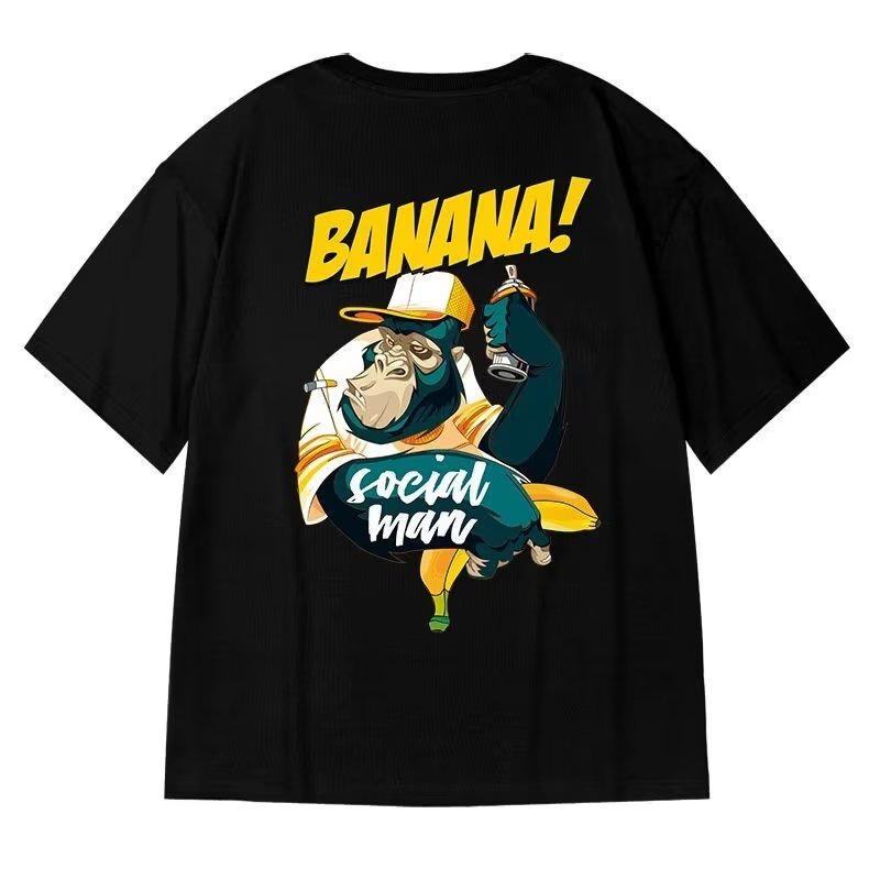 Áo Thun Tay Ngắn Cổ Tròn In Hoạt Hình gorilla Phong Cách Đường Phố Trẻ Trung Cho Nam Và Nữ