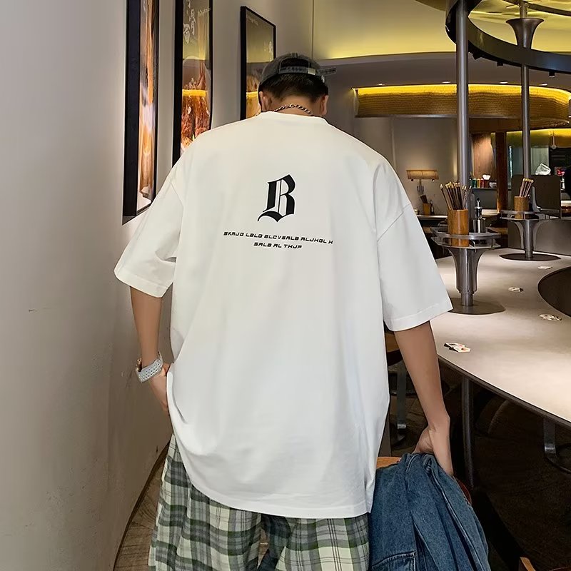 Áo Thun Tay Ngắn Cổ Tròn Cỡ Lớn In Chữ Phong Cách hip hop Nhật Bản Thời Trang Cho Nam Size M-5XL