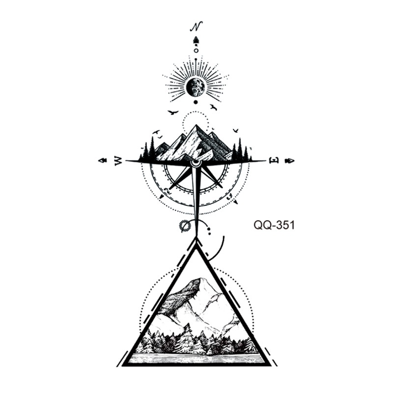 Set 10 Hình Xăm Dán Tạm Thời Hình La Bàn Màu Đen Dành Cho Nam Và Nữ